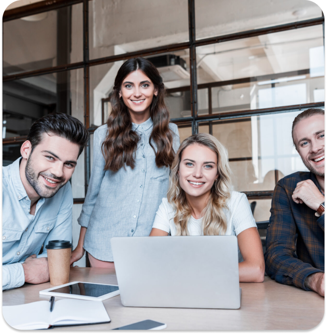 photo of Content writing professionals smiling in office