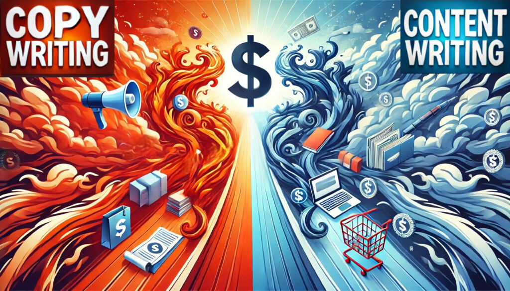 the difference between copywriting and content writing featured image