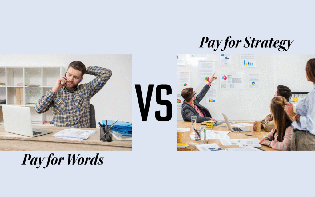Blog writing costs featured image of a professional team