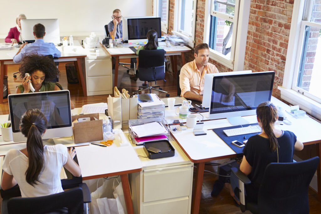 Team of marketing experts working in office