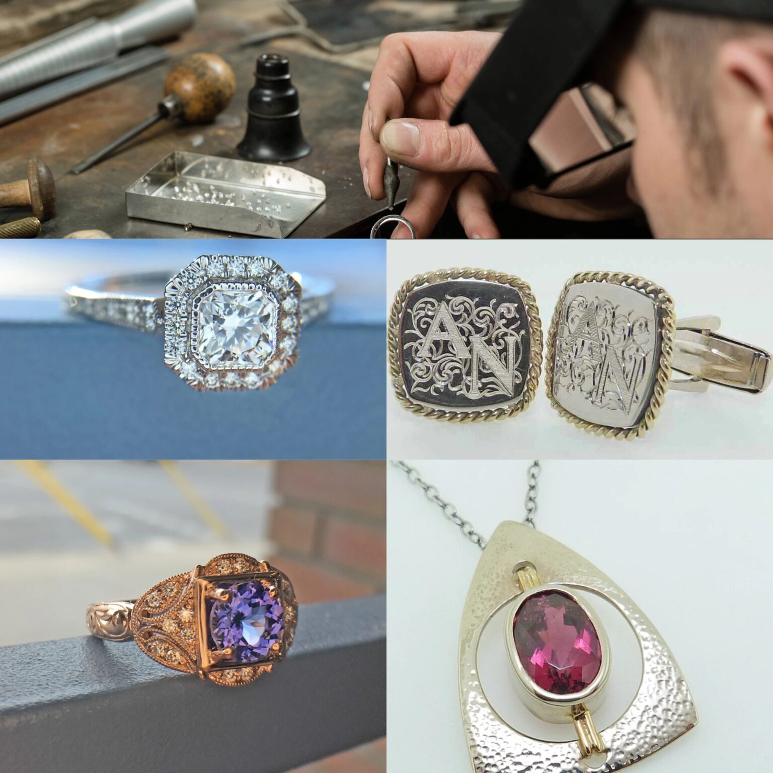 Jewellery repair in Calgary - various jewellery pieces and expert repair services at Troy Shoppe Jewellers