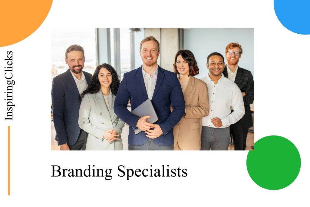 Photo of team with InspiringClicks branding