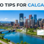 Calgary skyline with digital marketing analytics representing SEO tips for Calgary businesses