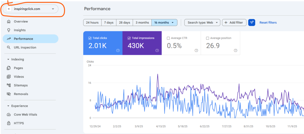 Google Analytics traffic growth for an InspiringClicks client website