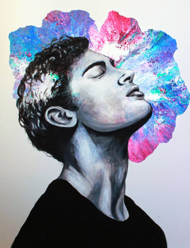 Inner Bloom by HelgaWildArt — Colourful Oil Pastel Portrait