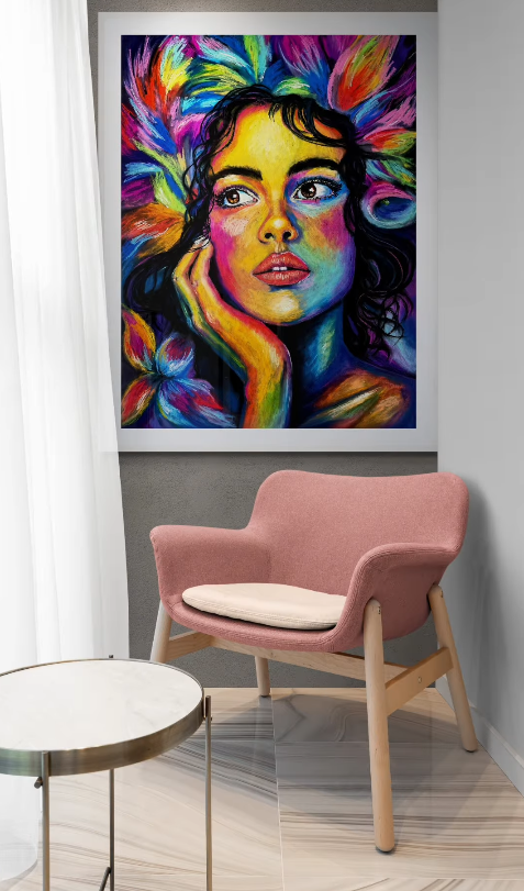 HelgaWildArt Astral Portrait Displayed on Living Room Wall