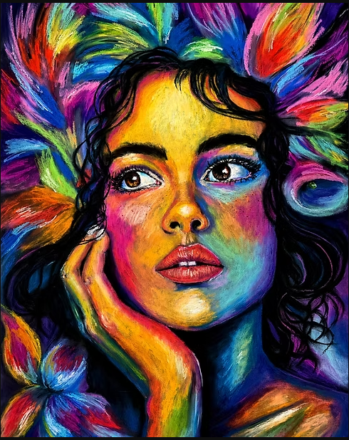 HelgaWildArt Astral Painting — Original Oil Pastel Portrait