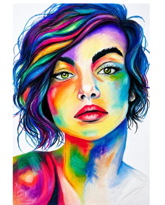 Electric Muse by HelgaWildArt — New 2026 Oil Pastel Women Portrait