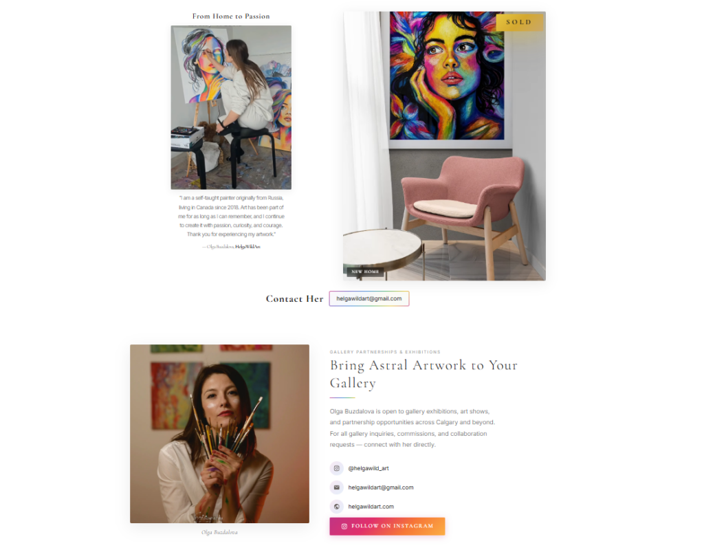SEO specialist Adam Hamadiya of InspiringClicks with the Calgary art business client whose artist page he built and optimized